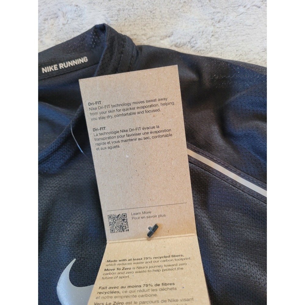 Nike Dri-FIT Mens Large Short Sleeve Black Running Training Gym Logo TShirt Top - Picture 13 of 16